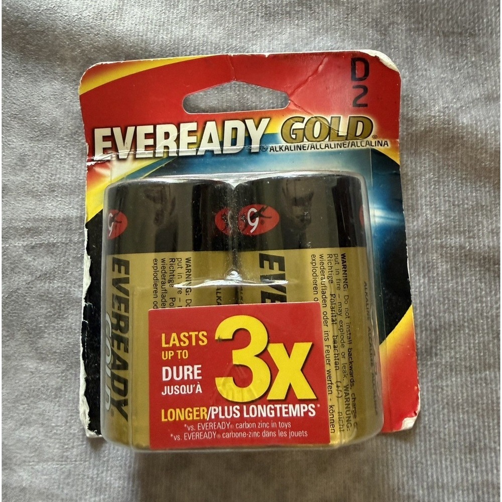 Eveready Gold D Alkaline Batteries 2-Pack 1.5V Exp 2007-12 MPN A95BP-2